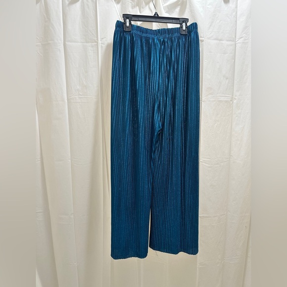 Women's Teal Pleated Pants - Picture 4 of 5